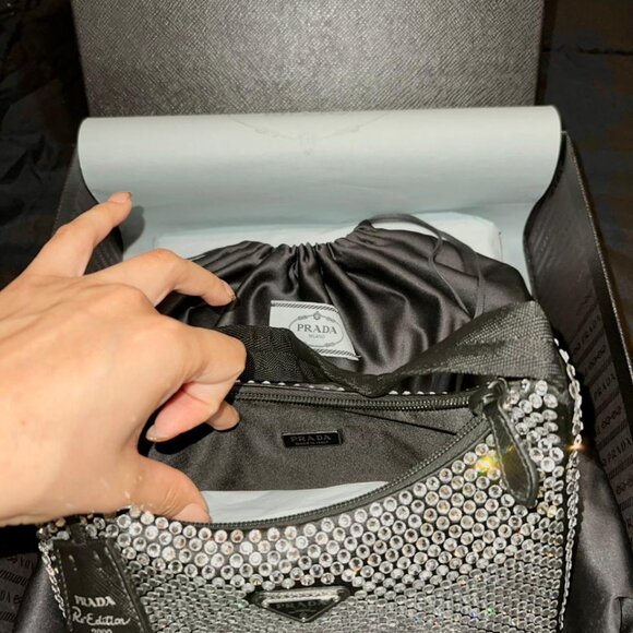 Prada Re-edition 2000 mini satin with crystals shoulder bag - Picture 4 of 6